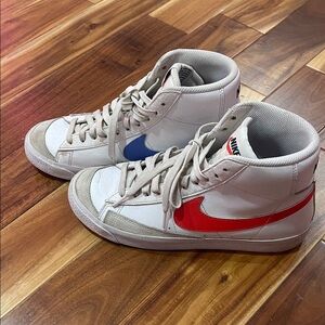 Nike Kids Sneakers - White with Red and Blue Accents